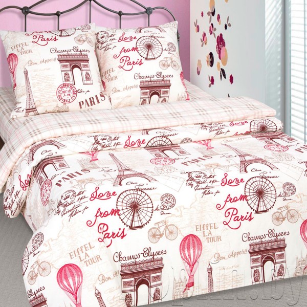 Прогулка по Парижу /комплект 2-спальный с простыней евро